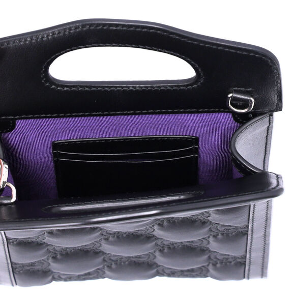 GUCCI GG Matelasse Mini Tote Bag 723776 Black on Black Nylon Leather - Picture 5 of 6